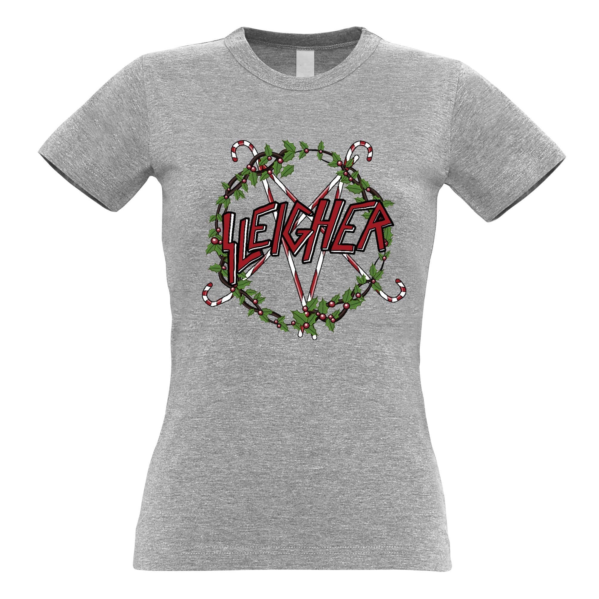 Christmas Womens T Shirt Xmas Sleigher Alternative Rock Joke