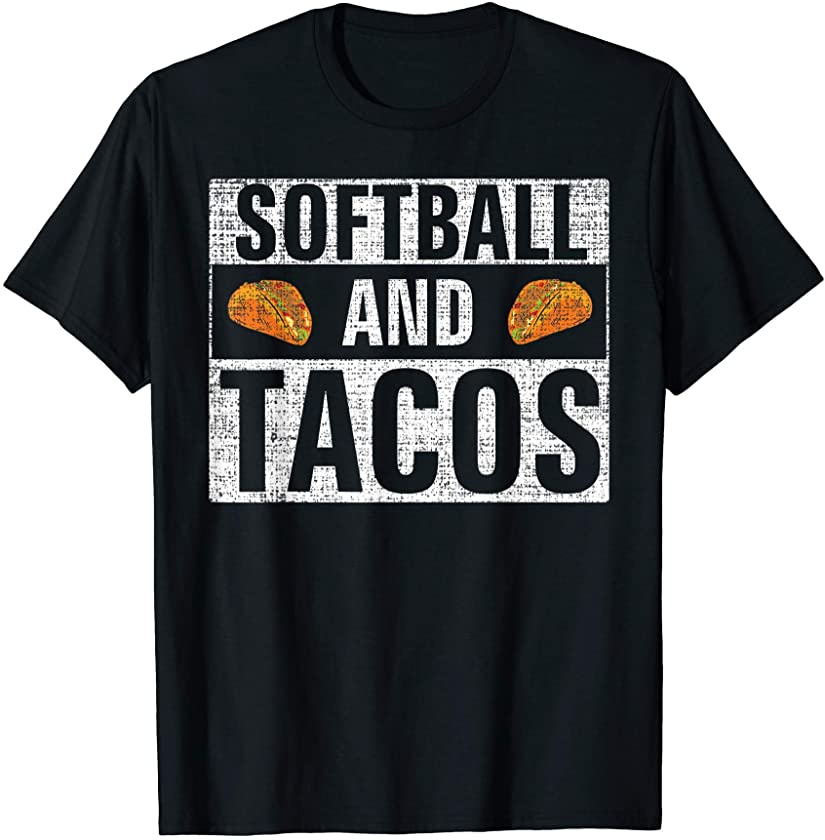 Vintage Softball and Tacos Funny Sports Cool Gift T-Shirt