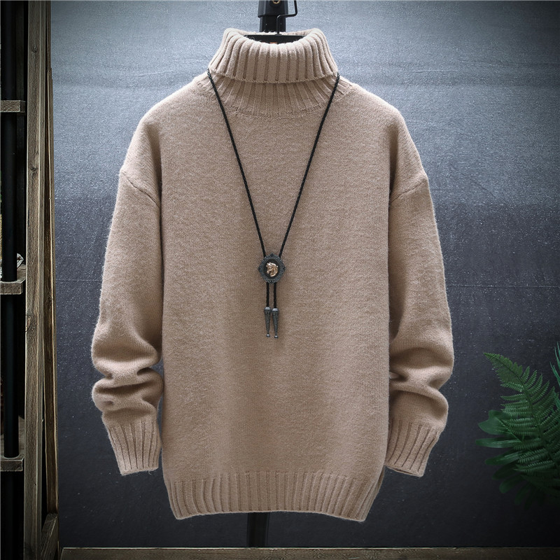 2021 Winter Thick Men’s Slim Sweater Solid Color Turtleneck Pullover Sweaters Mens Korean Casual Men Long Sleeve Knitwear Coats alx