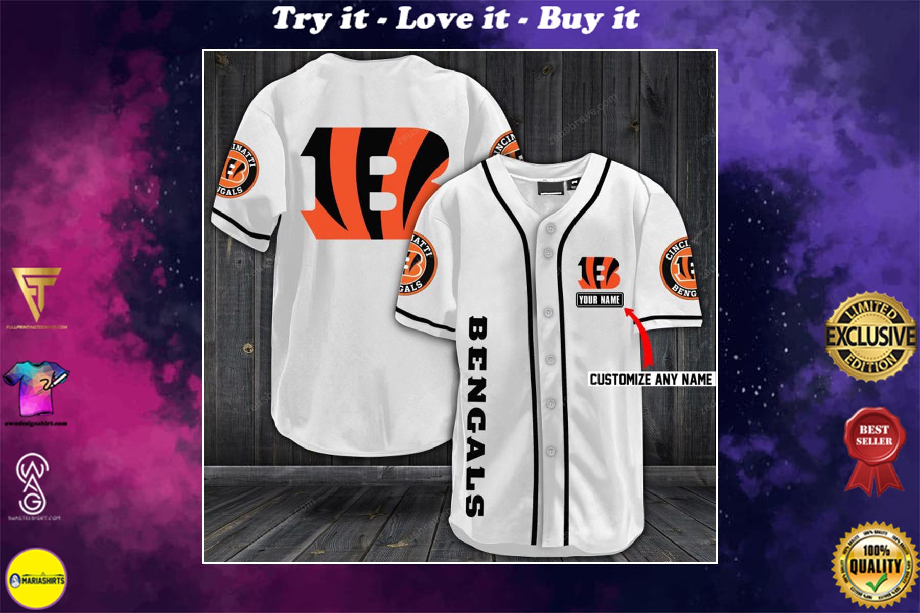 Personalized Name Jersey Cincinnati Bengals Full Printing Shirt – Maria