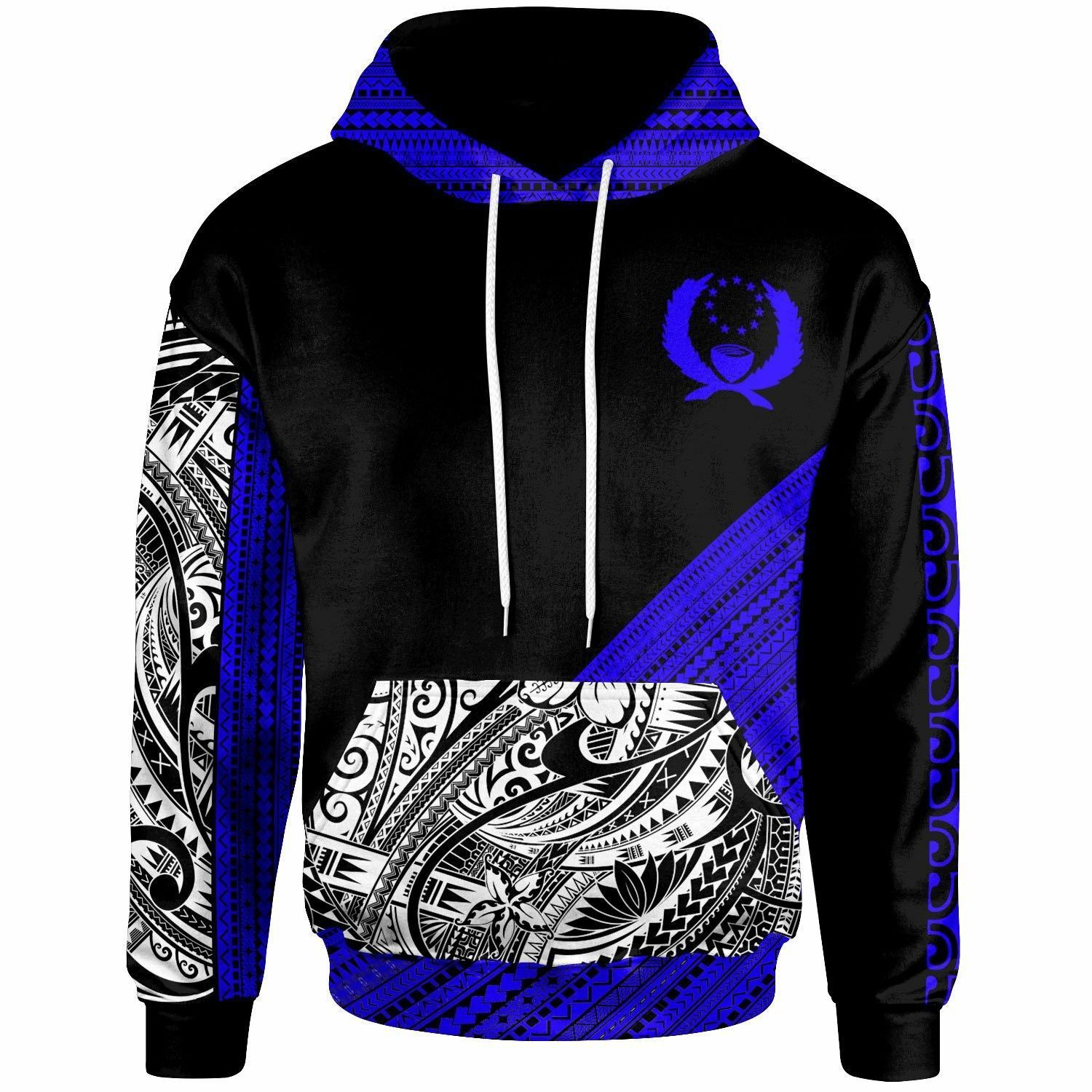 Pohnpei Diagonal Pattern Dark Blue Unique Personalized 3D Printed Sublimation Hoodie Hooded Sweatshirt Comfy Soft And Warm For Men Women S to 5XL CTC16013155