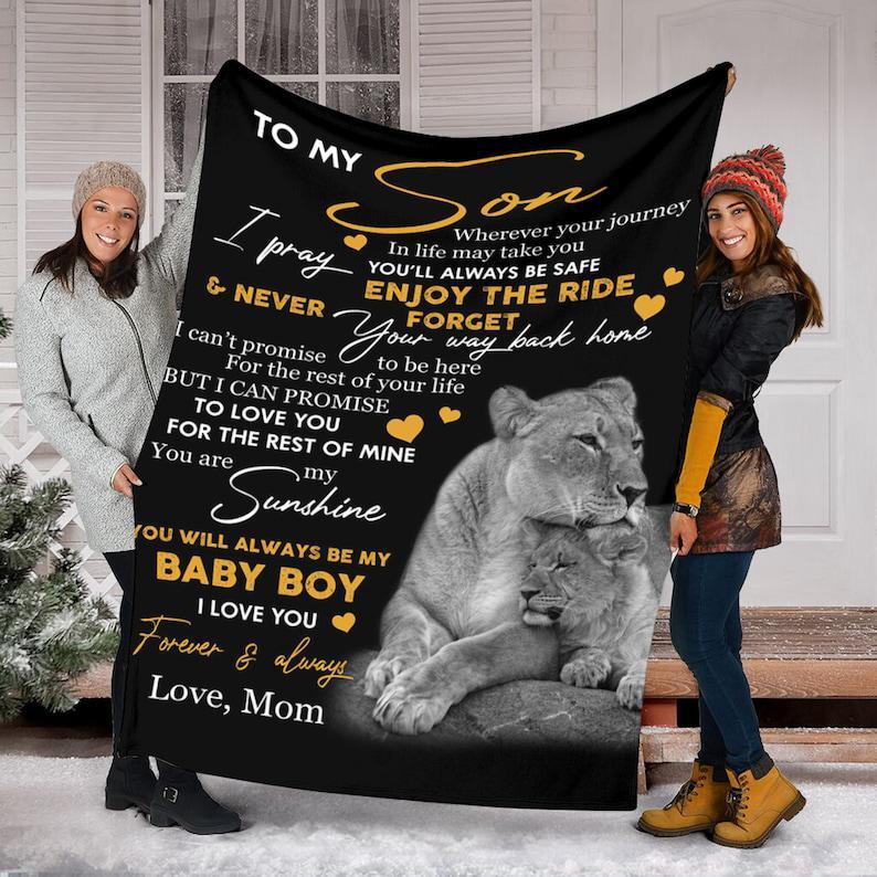 To My Son Lion Quilt Fleece Blanket ,Mink Blanket,Sherpa Blanket, Spec Fleece Blanket, Blanket Sofa Bed, 3D Blanket