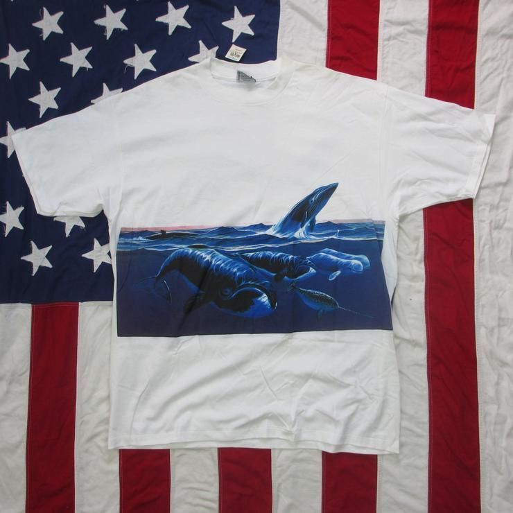 Vintage 1990 S Dead Stock Environtal Art Wear Whales Graphic Shirt