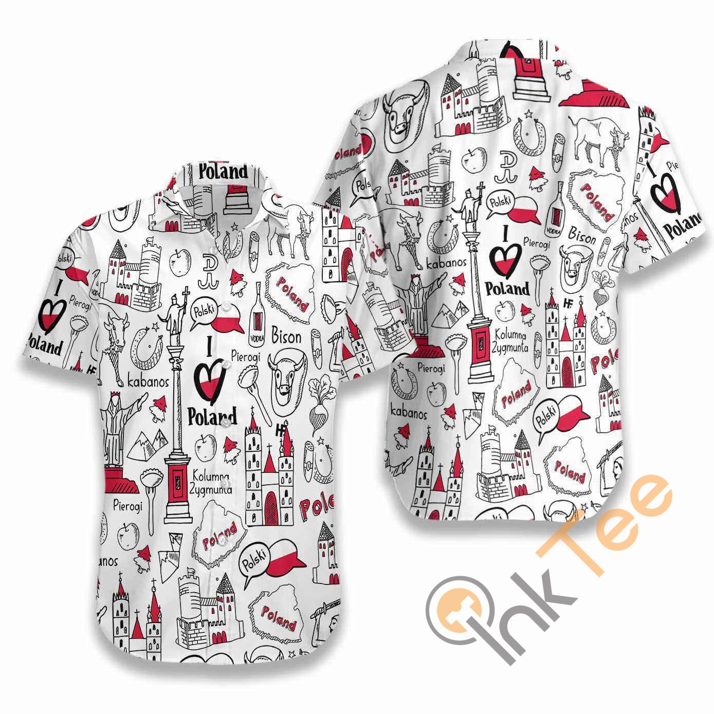 I Love Poland Doodle Hawaii Shirts Ha29387