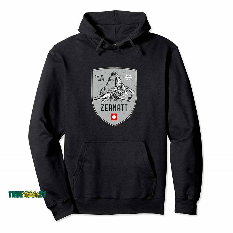 Zermatt Matterhorn Mountain Switzerland Emblem Pullover Hoodie