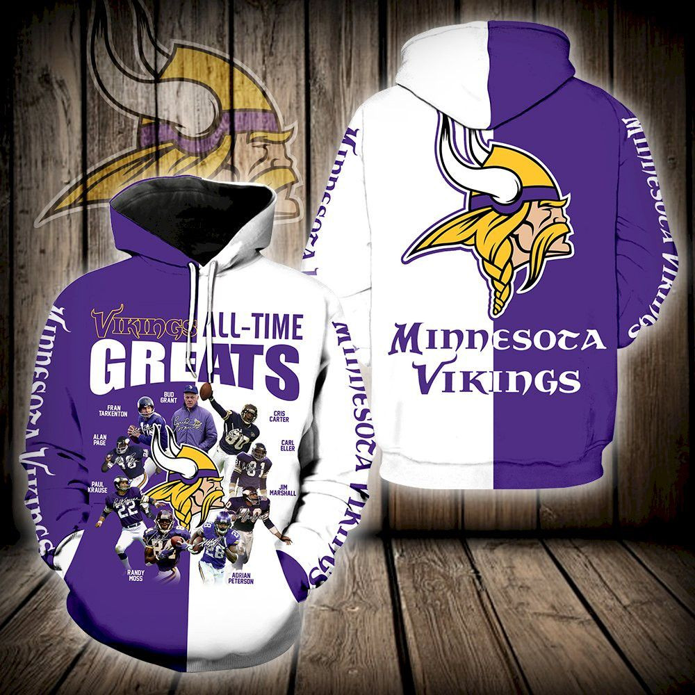 Minnesota Vikings All Time Greats 22 Unisex 3D Hoodie Gift For Fans