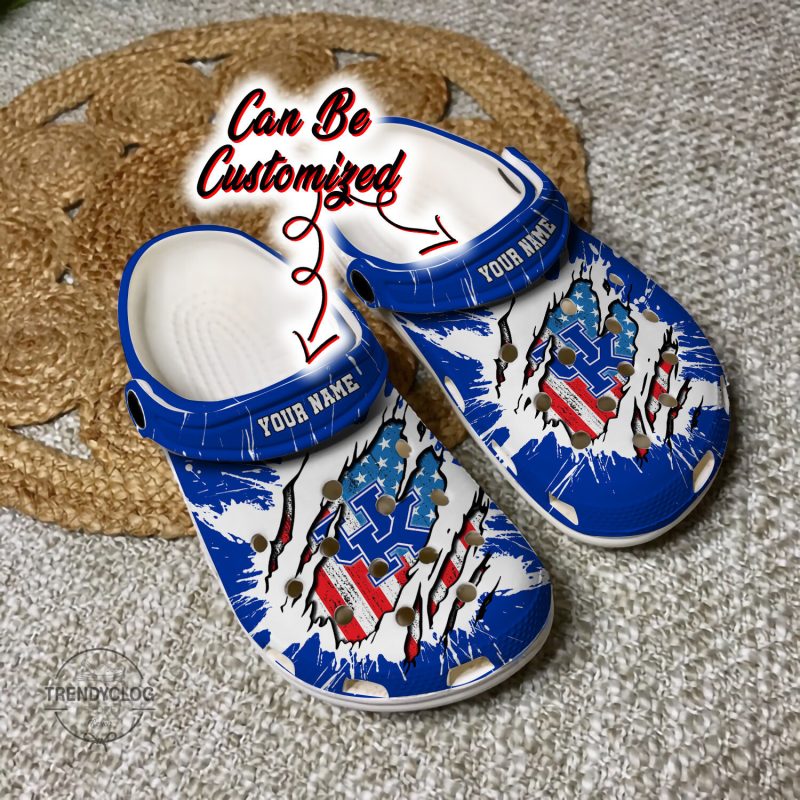 Sport Personalized KWildcats University Ripped American Flag Clog Shoes