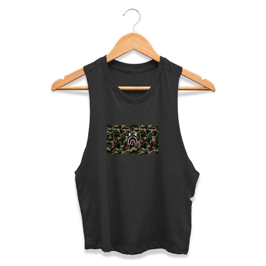 Bape Shark Camo Hypebeast Womans Crop Tanktop Tee