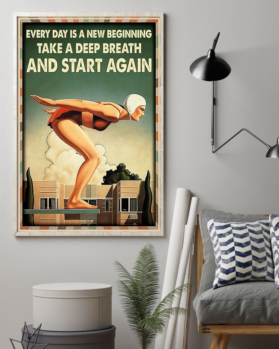 Swimming Take A Deep Breath And Start Again Vertical Canvas And Poster | Wall Decor Visual Art