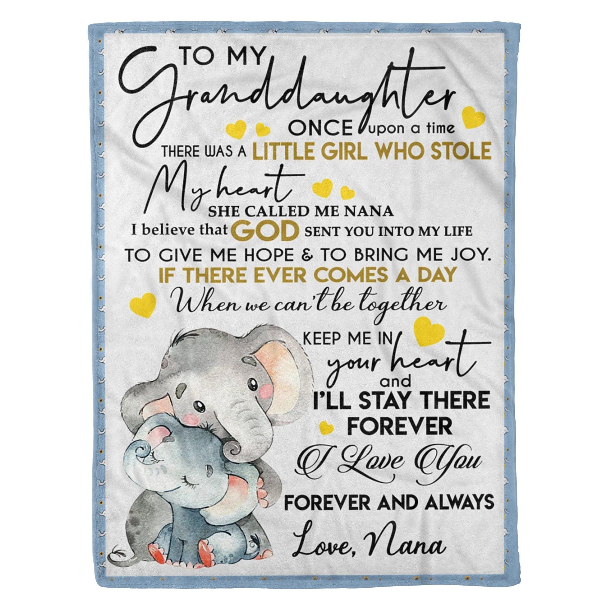 Ill Stay There Forever Elephant To My Granddaughter Fleece Blanket