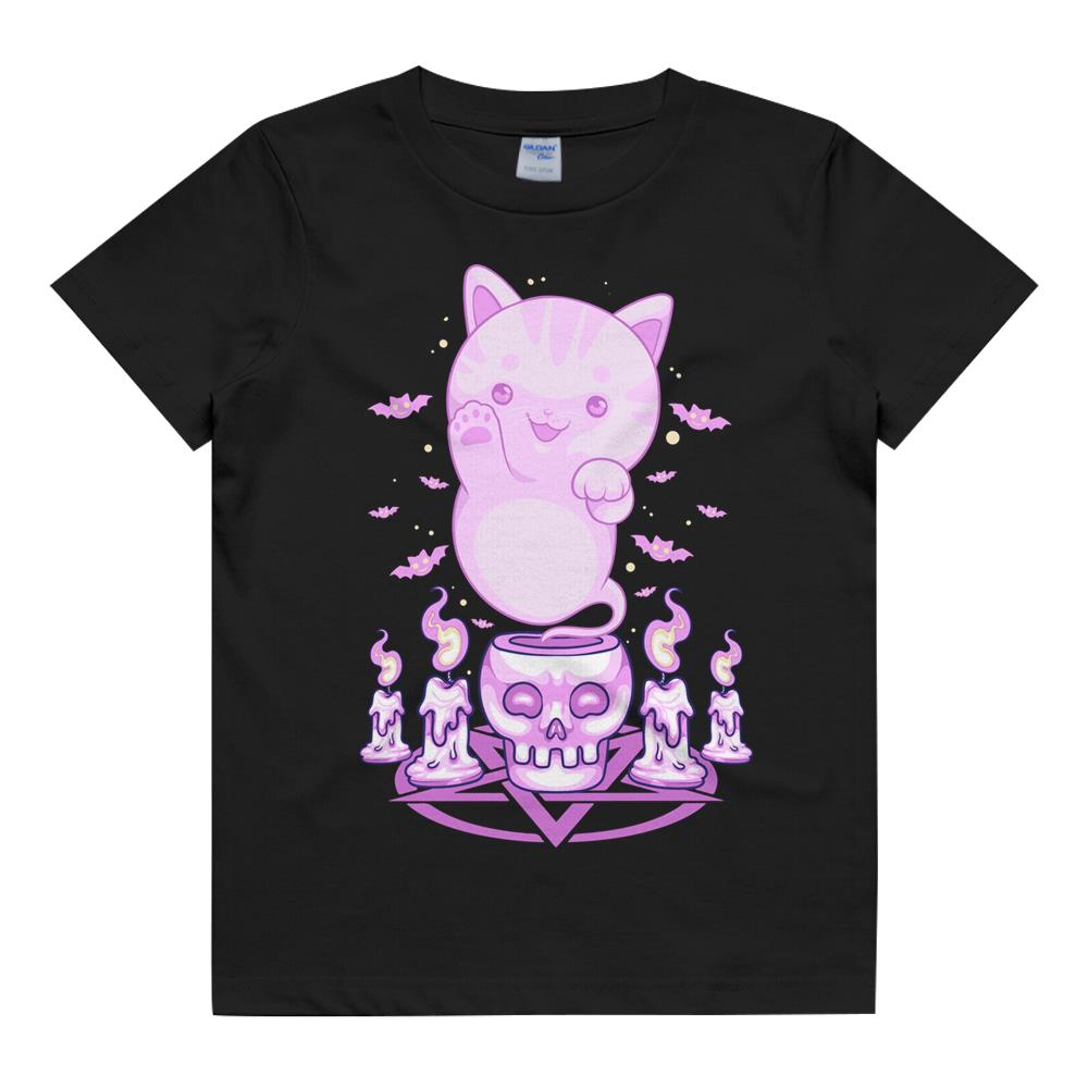 Pastel Goth Ghost Cat Boo Halloween Kitten Aesthetic Occult Sweatshirt Kids T Shirt