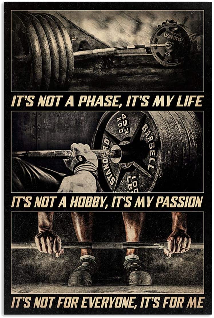 Vintage Barbell It’S My Life It’S My Passion Poster Art Print      Home Decor Gift For Men Women Family Friend On Birthday Xmas