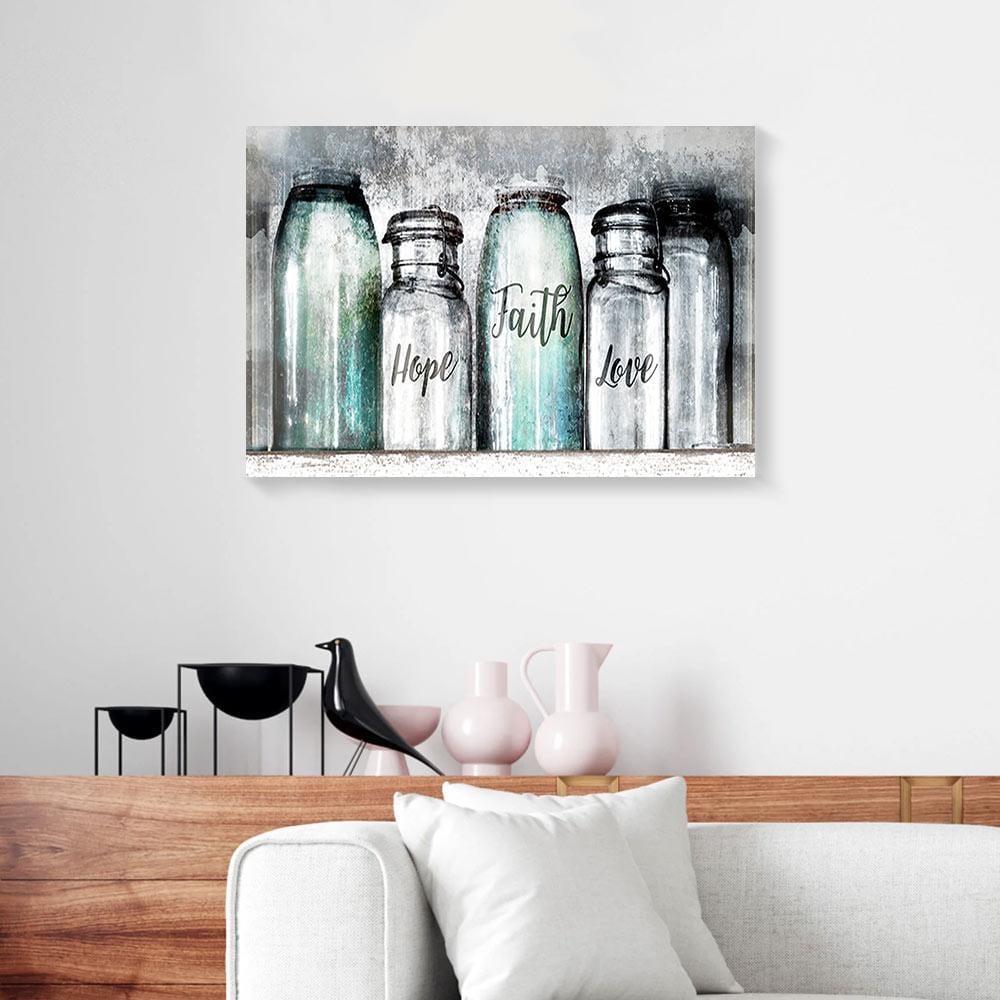 Canvas Prints Faith Hope Love Color Painting Glass Cup Christian Canvas Home Decor Canvas