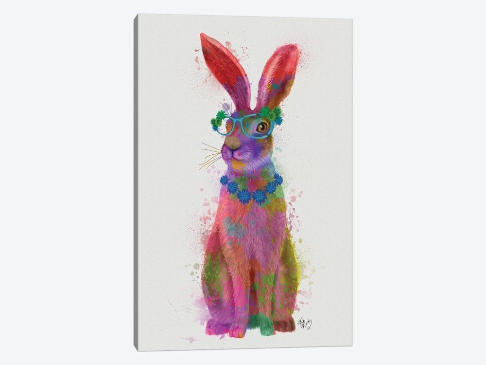 Rainbow Splash Rabbit II, Full Canvas Poster 8″x12″ 12×18″ 18″x26″ 24″x36″ 30″x45″