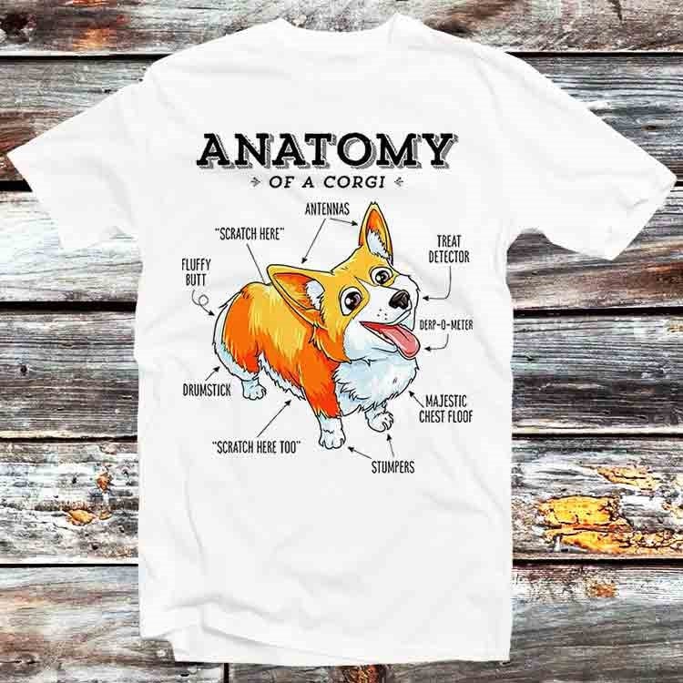 Anatomy of a Corgi Funny Dog Puppy T Shirt Vintage Retro Cool Gift Mens Womens Unisex Cartoon Anime Top Tee B545