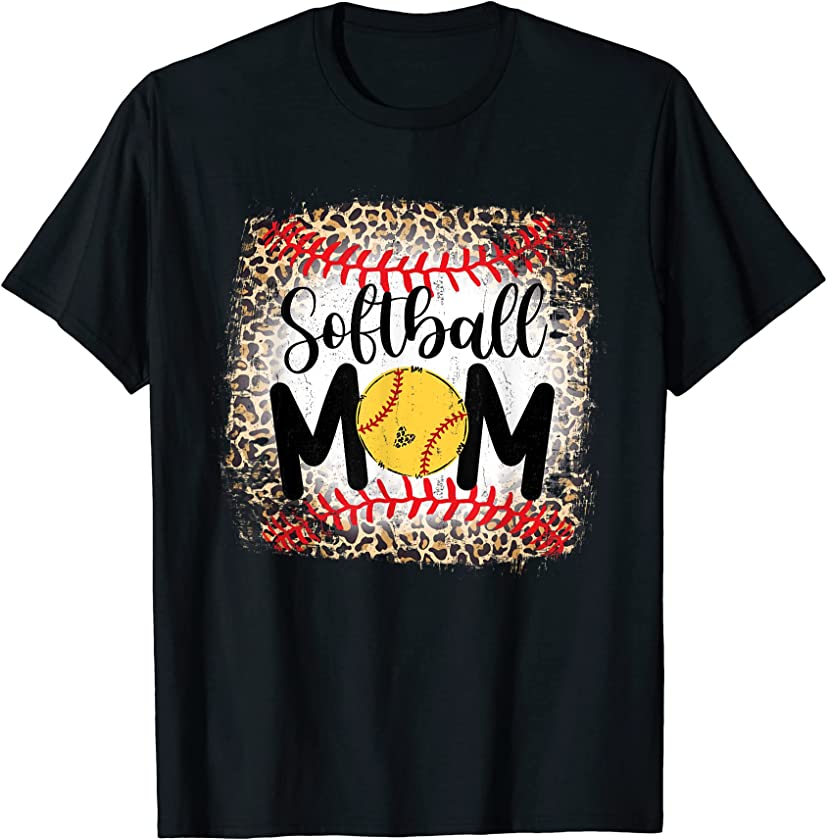 Baseball Softball Mom Leopard Mother’s Day Mothers Women T-Shirt