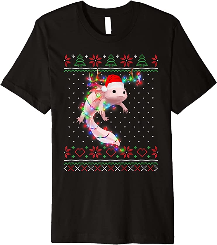 Axolotl Animal Ugly Sweater Christmas Puppy Animal Lover Premium T-Shirt