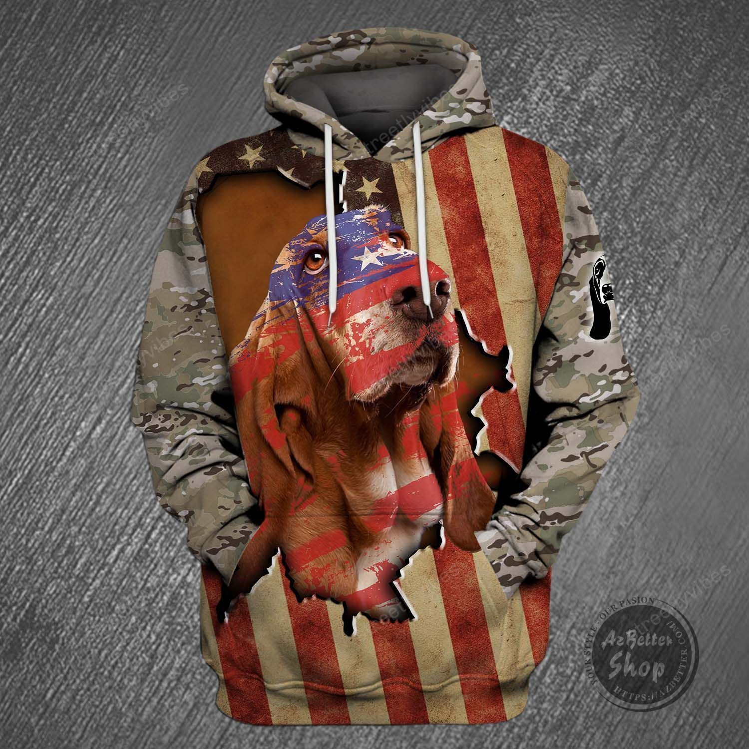 Basset Hound Usa Join Military 3D Hoodie