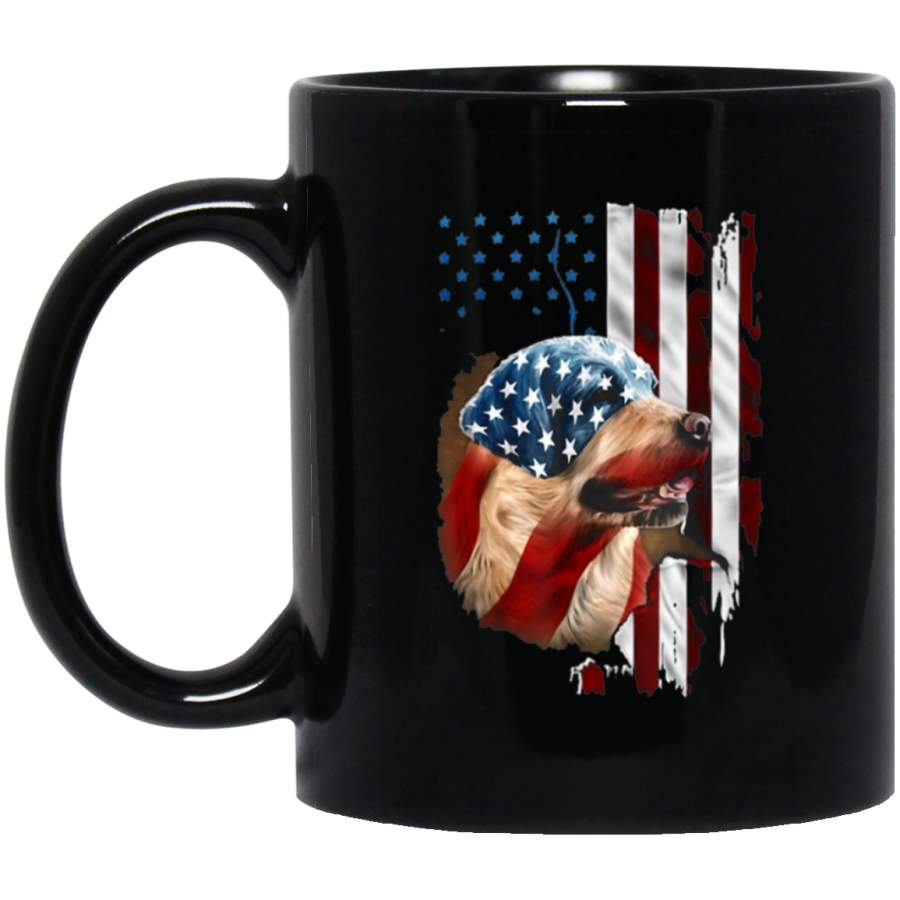 Vintage Retro Golden Retriever American USA Flag Patriotic Mug