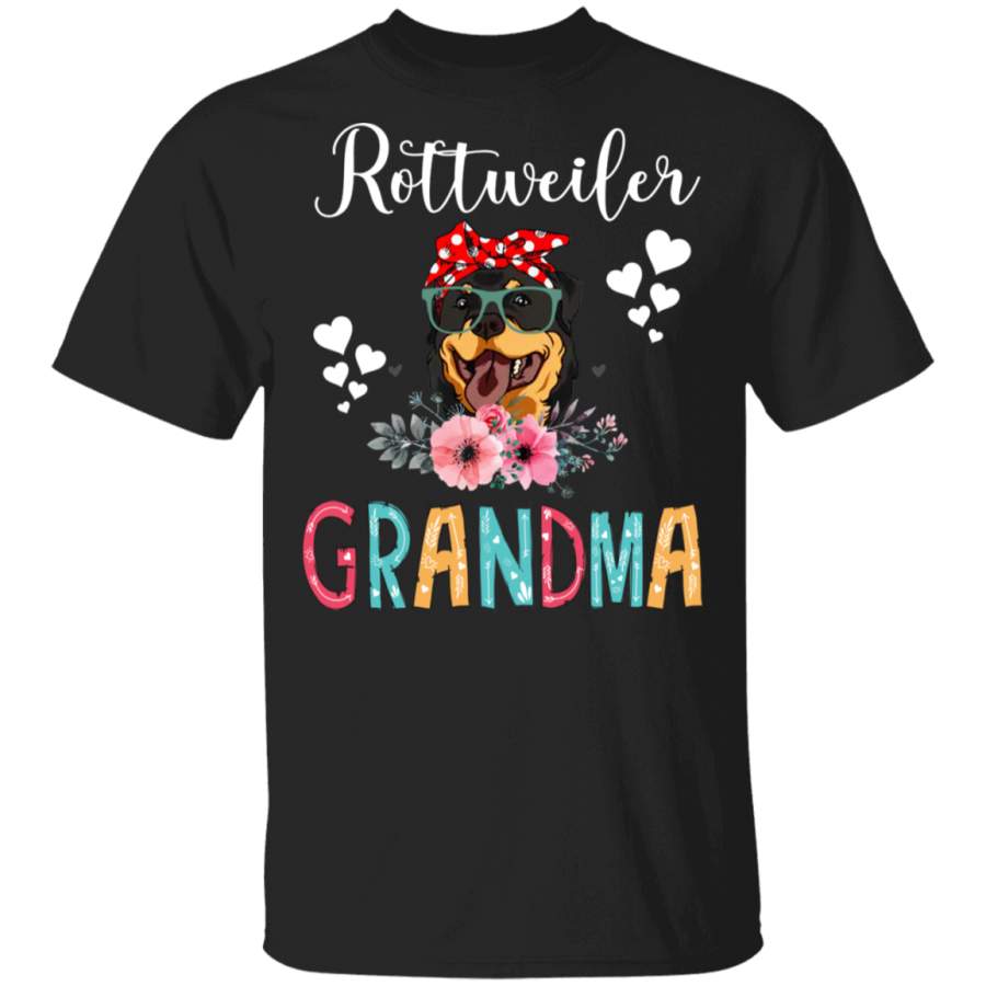 Rottweiler Grandma Puppy Mom Dog Grandma Lover Floral T-Shirt