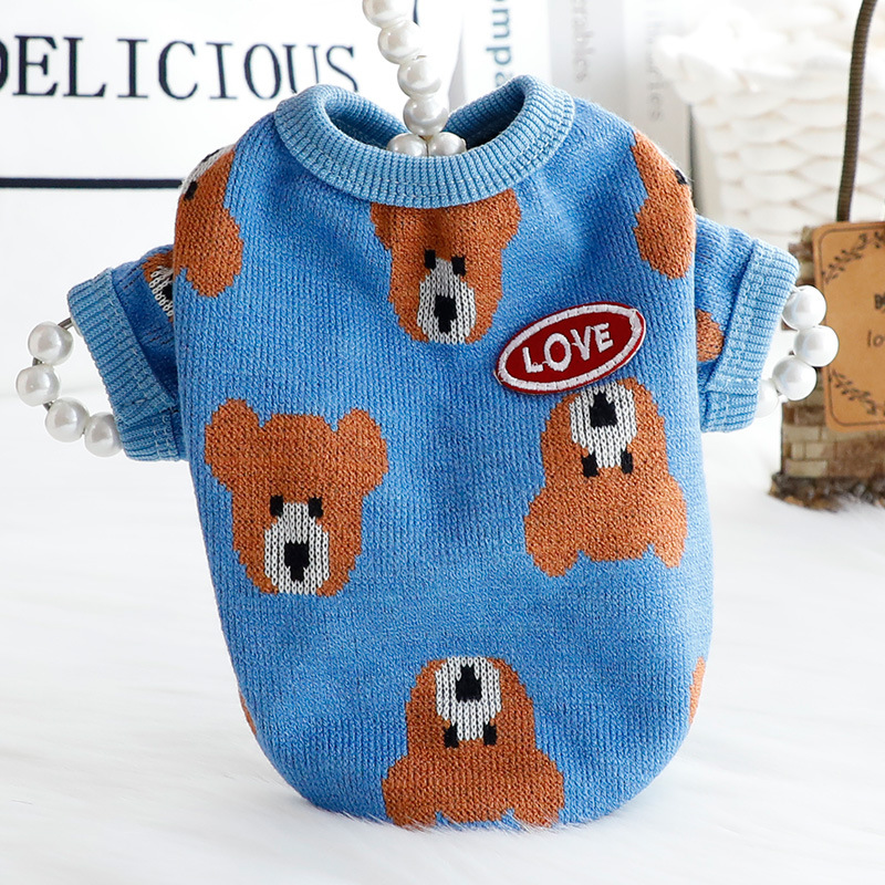 Cartoon Sweater Dog Clothes Animal Jacquard Small Dogs Clothing Cat Winter Warm Kawaii Fashion Cute Soft Teddy Costume Wholesale alx