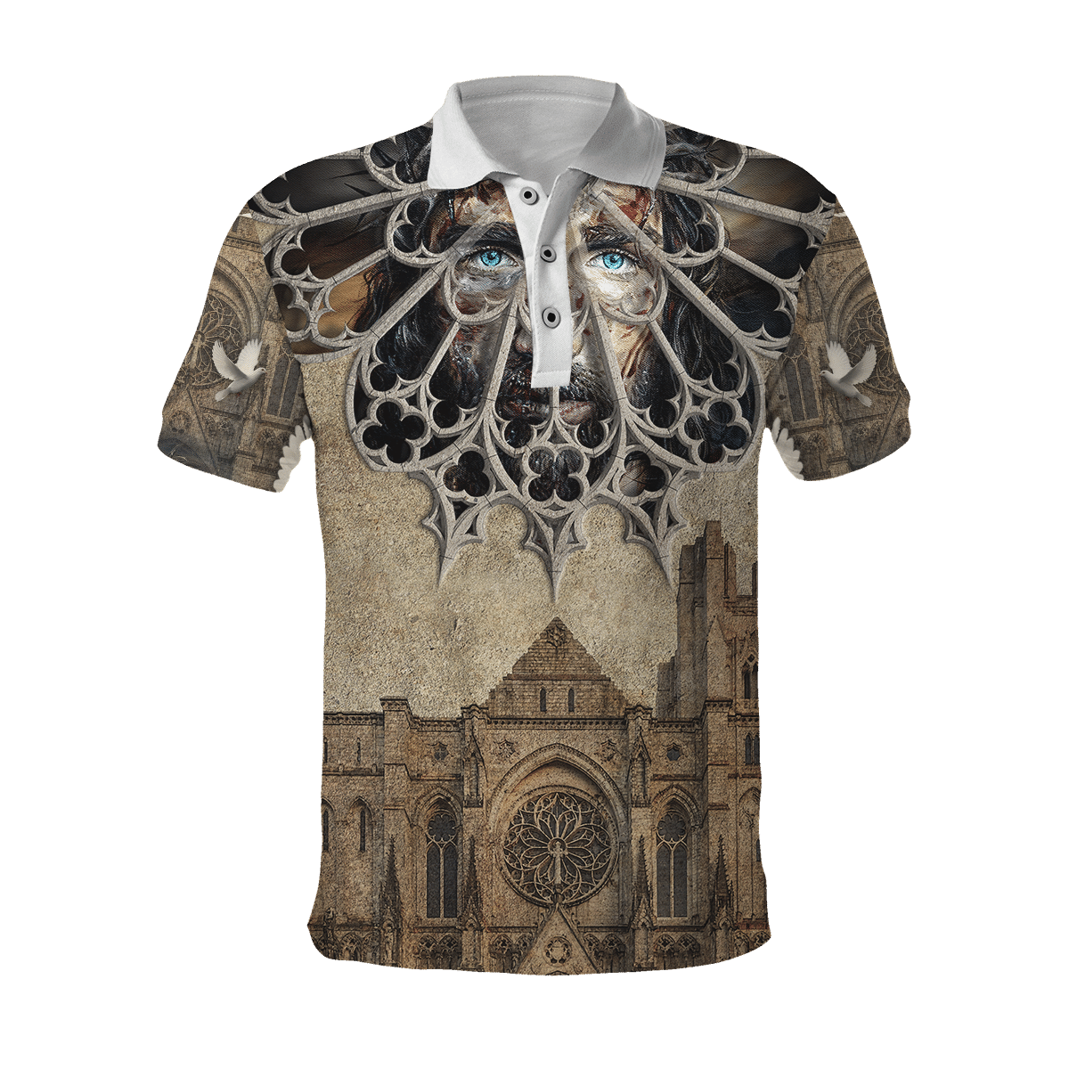 Christian Architecture Jesus All Over Printed Customized Polo Shirts