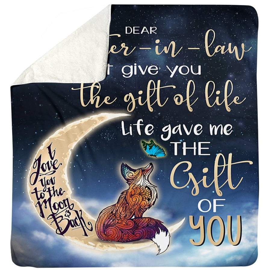 Mom Gift To Daughter In Law Love To The Moon And Back Sherpa Blanket