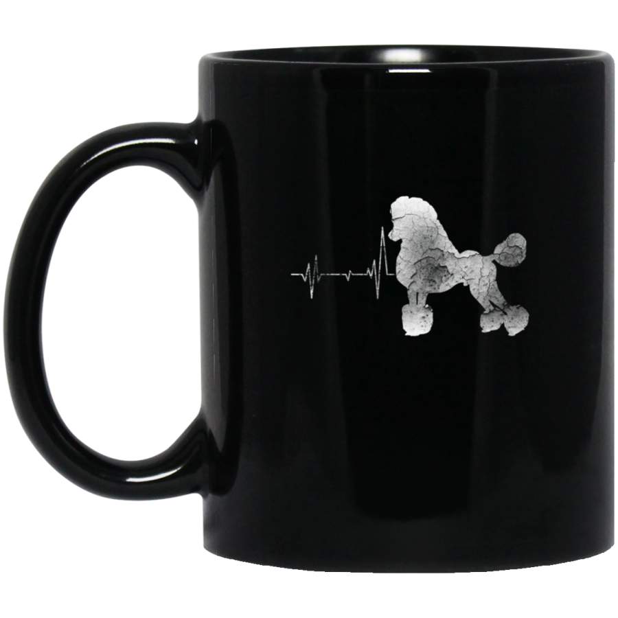 Vintage Retro Distressed Heartbeat Poodle Dog Puppy Gift Mug