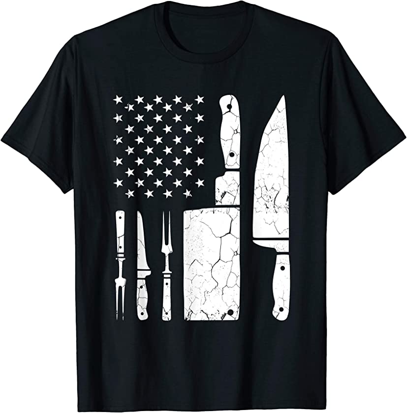 Chef Cooking American Flag Vintage Culinary Chefs Gifts T-Shirt