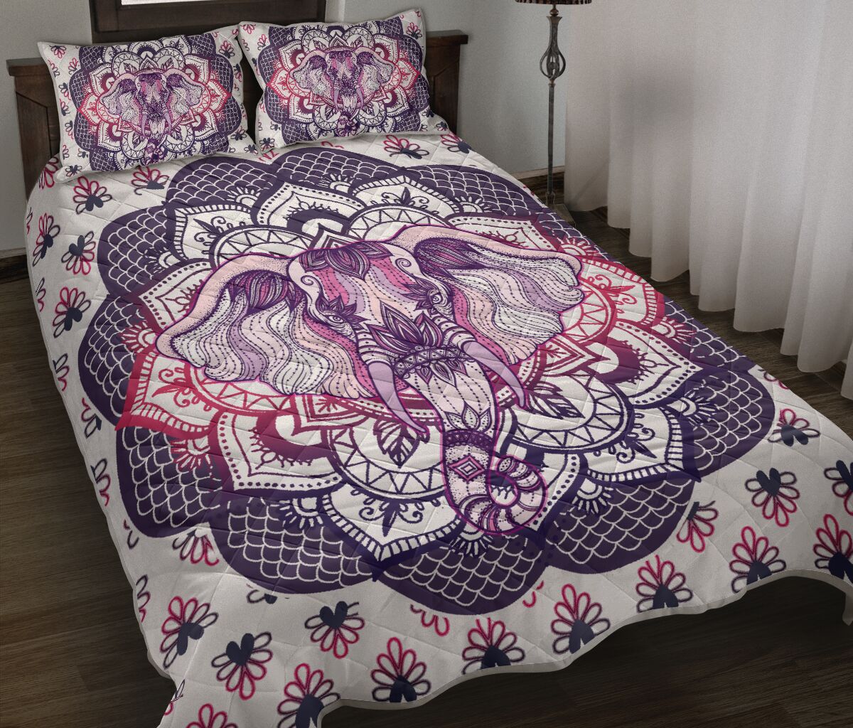 Lucky Elephant Purple Mandala Qbs Quilt Bedding Set Bedroom Decoration Twin/Queen/King Size Bedding