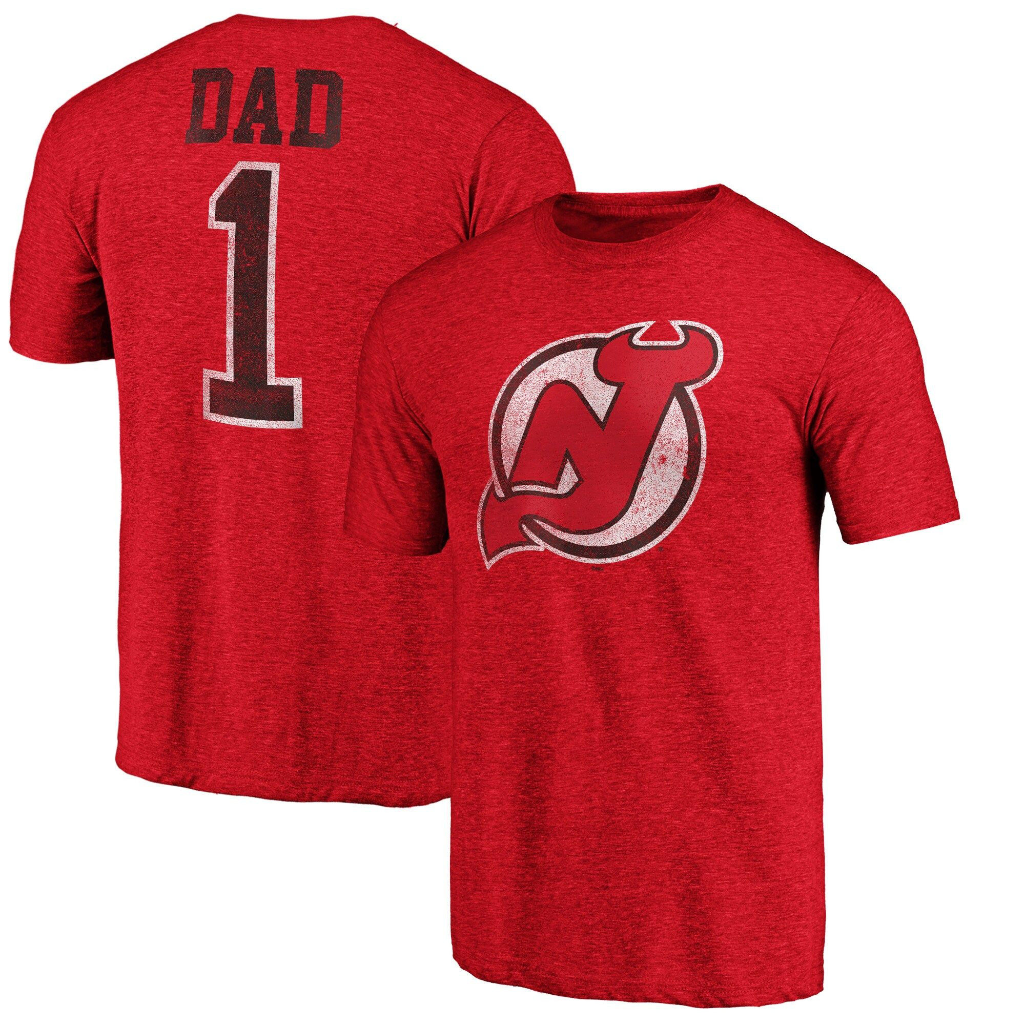 Men’S Fanatics Branded Red New Jersey Devils Greatest Dad Tri-Blend T-Shirt