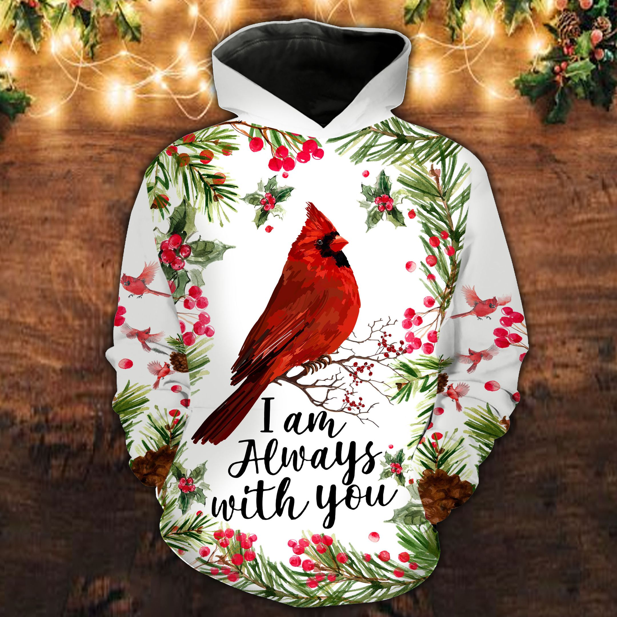 Cardinal I Am Always With You Pine Tree Hoodie