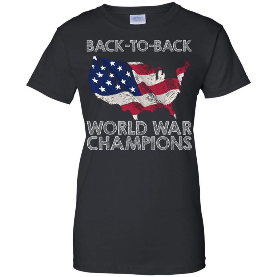 Back to Back World War Champions US Flag Vintage Ladies’ T-Shirt