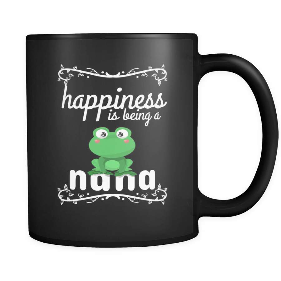 Happiness Is Being a Nana,Cute Grandmothers Frog Black 11oz mug