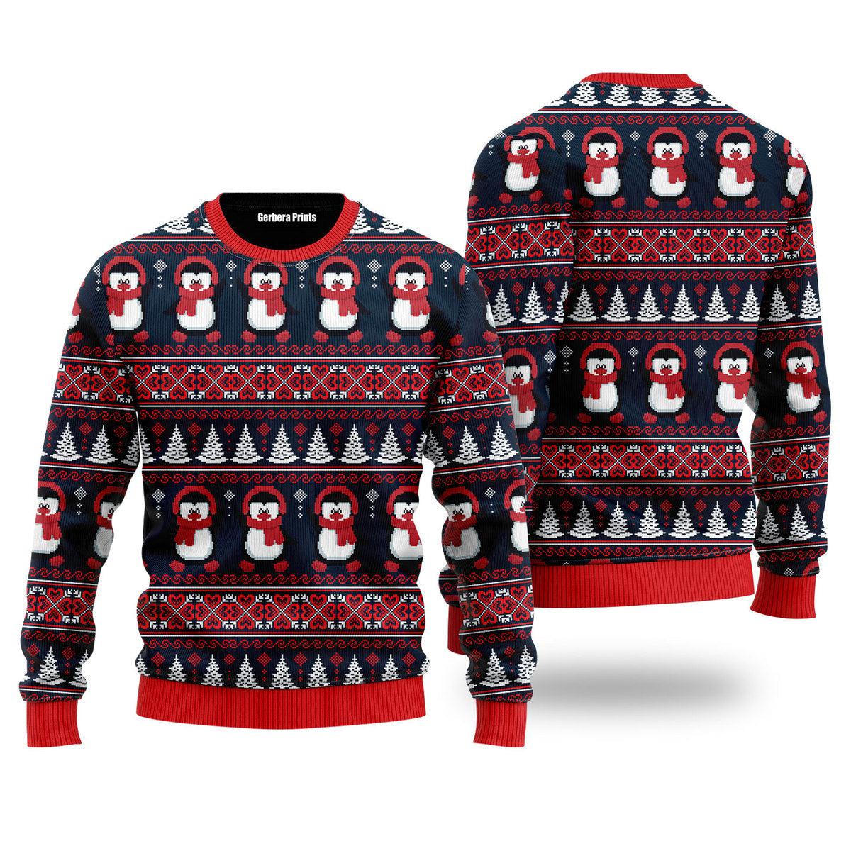 Love Christmas Penguins Pattern Ugly Christmas Sweater | For Men & Women | Uh2193