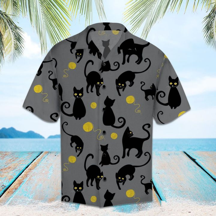 Amazing Black Cat Hawaiian Shirt Summer Button Up For Men, Women, Couple