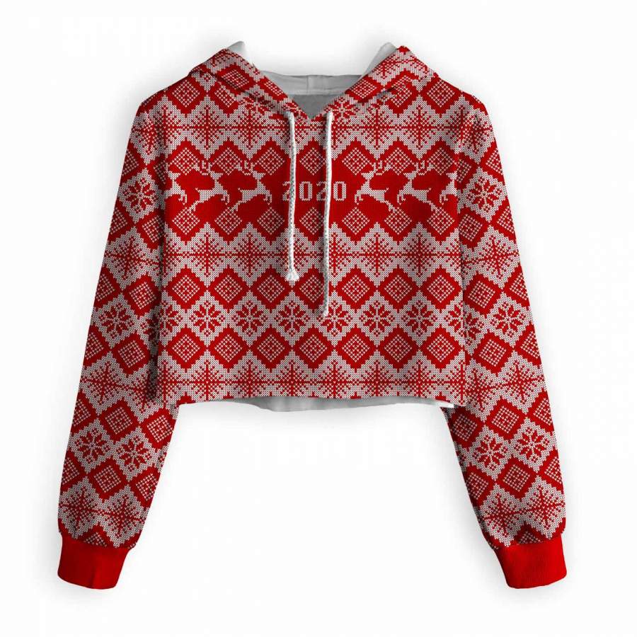 2020 Christmas Sweater Cropped Hoodie