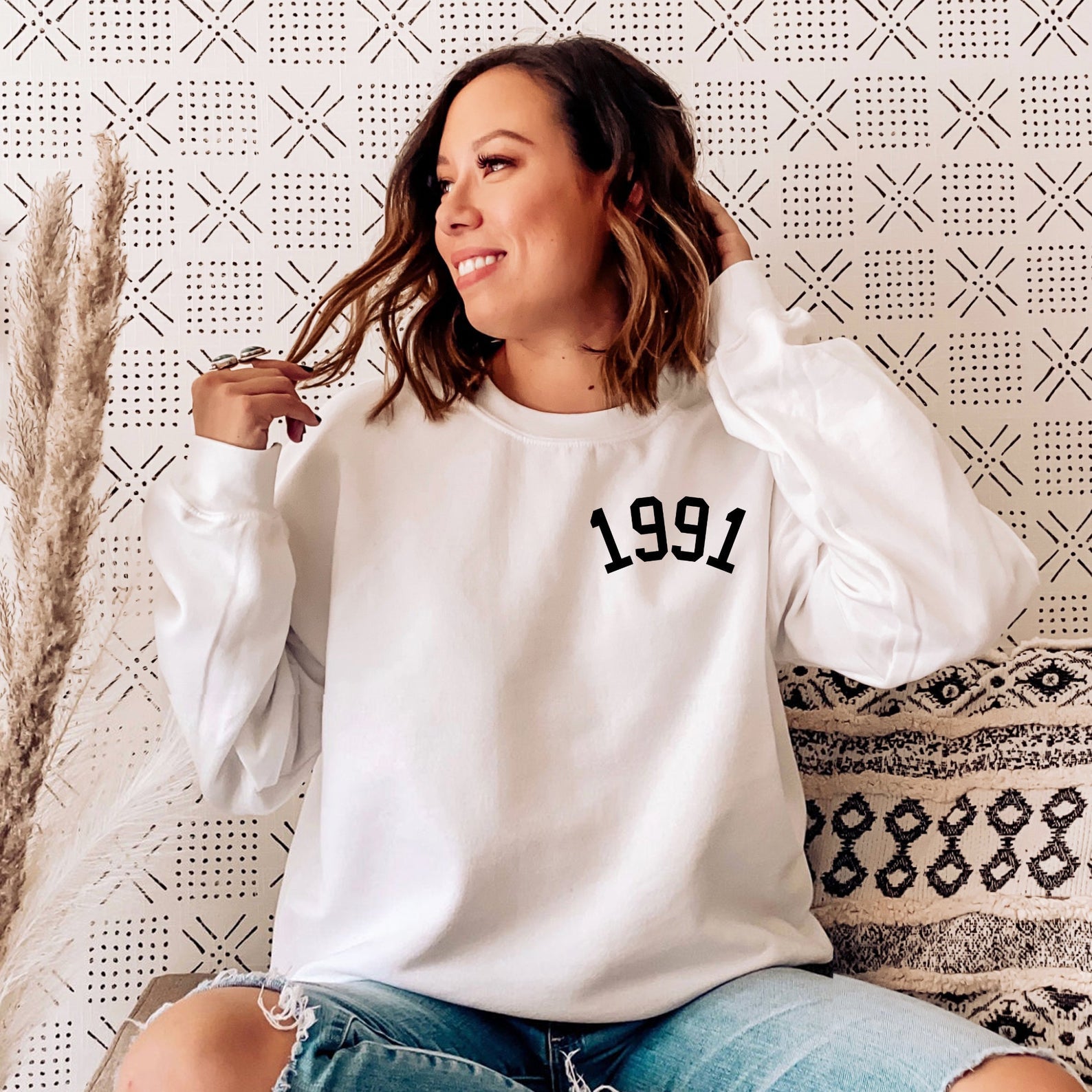 1991 Birthday Year Sweatshirt For Women, Womens 30Th Birthday Sweater, Cute Birthday Sweatshirt, Awesome 30Th, Hello 30 Sweatshirt