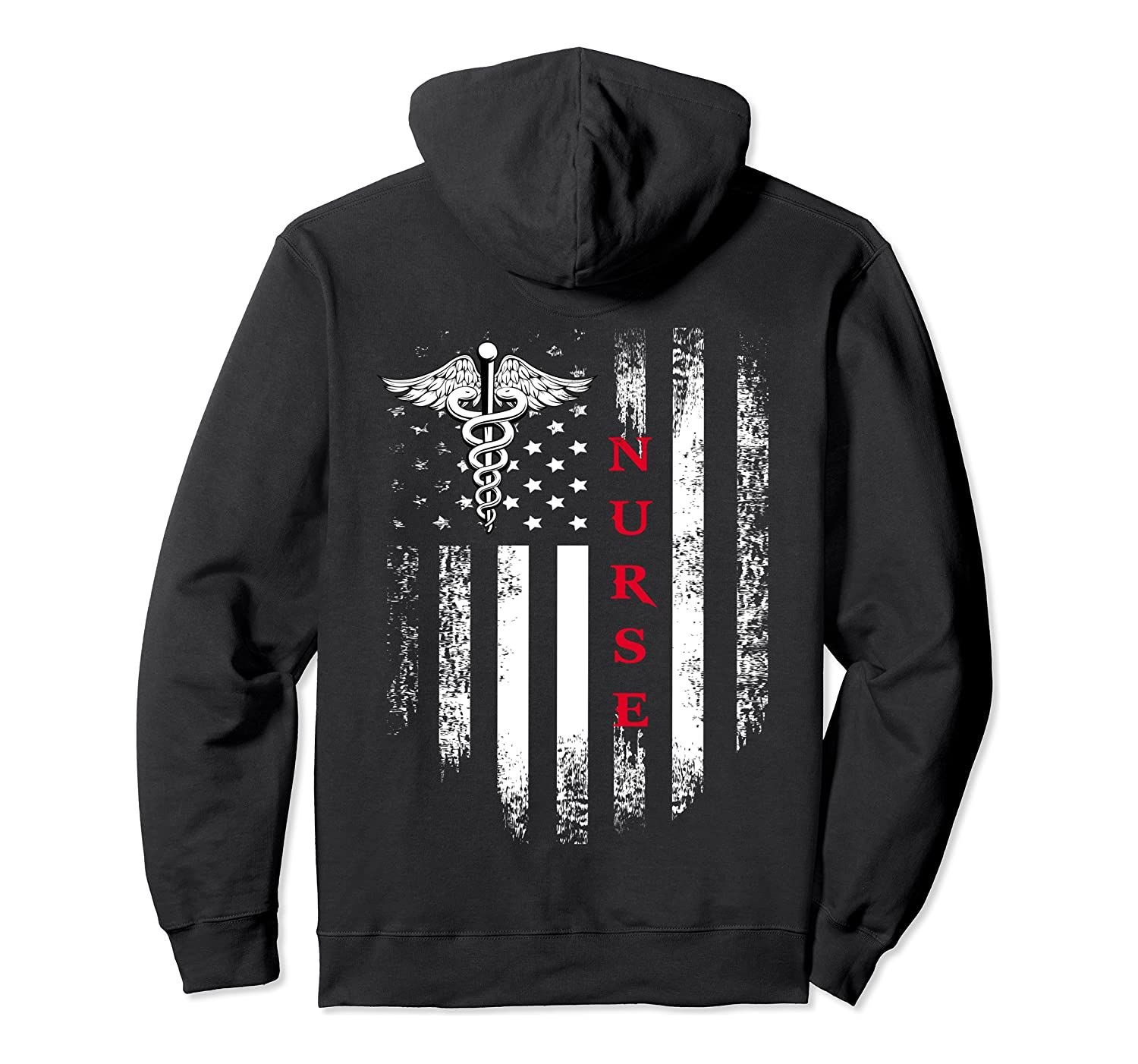 Vintage Red White Nurse American Flag Cool Gift Pullover Hoodie, T-Shirt, Sweatshirt, Tank Top, Racerback, Dolman