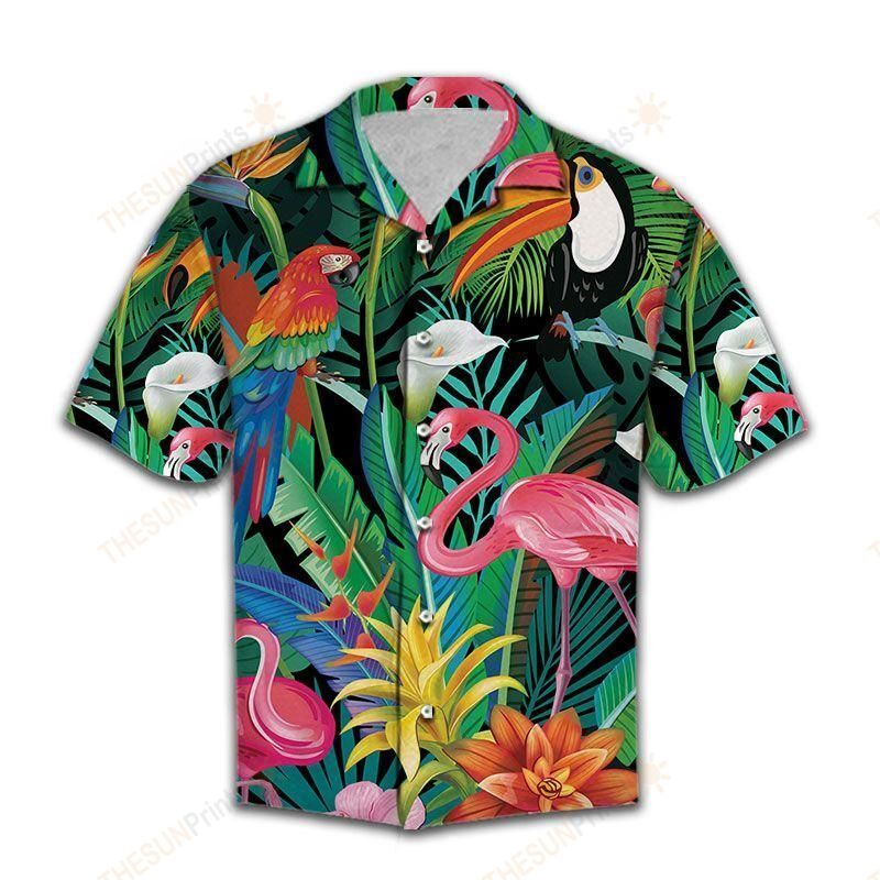 Tropical Bird Flamingo Hawaiian Shirt Ha81580