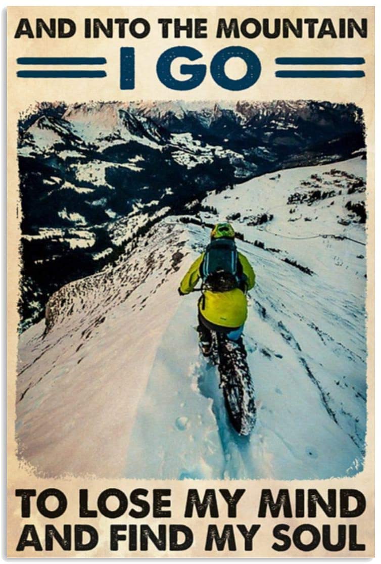 Vintage Snow Mountain Biking Find My Soul Poster Art Print      Home Decor Gift For Men Women Family Friend On Birthday Xmas