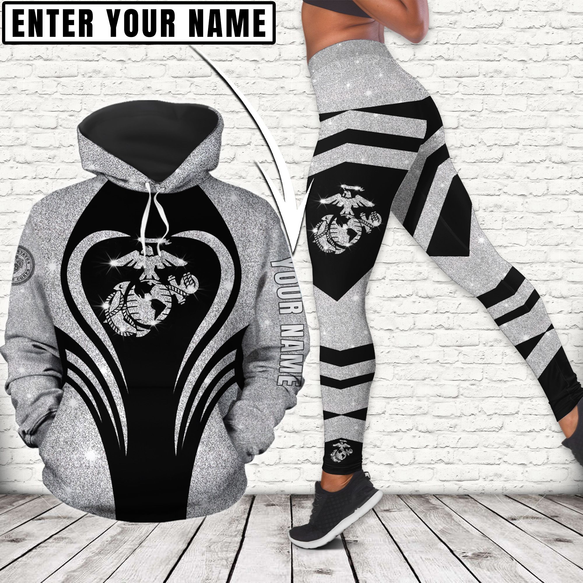 U.S MARINE Limited Edition ! Hoodie-Legging Set CUSTOMIZED NAME