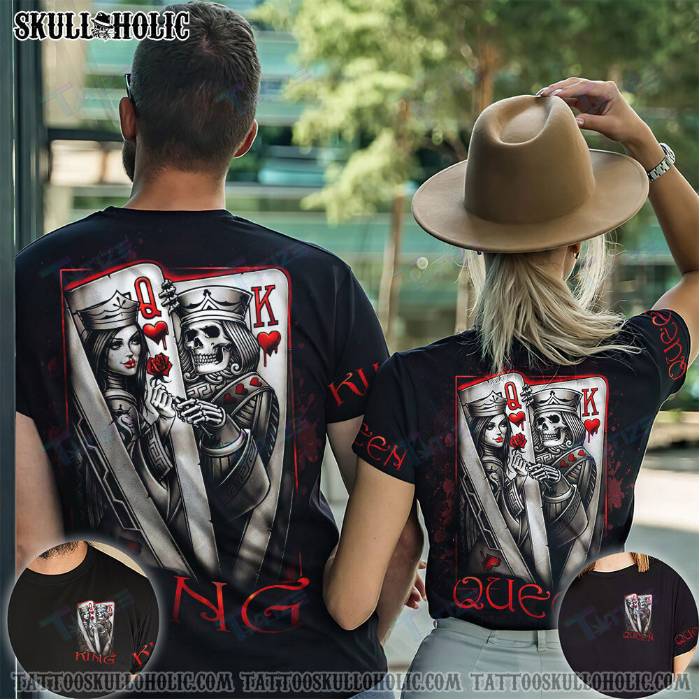 Matching Couple Shirt Couple King Queen Poker 3D All Over Printed Shirt, Sweatshirt, Hoodie, Bomber Jacket Size S – 5Xl