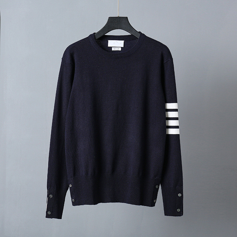 2021 Fashion New Sweaters Men Slim Fit O-Neck Pullovers Clothing Striped Wool Cotton Solid Autumn Winter Casual Coat alx