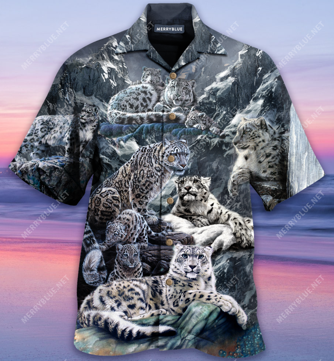 Stay Wild Stay Free Snow Leopards Unisex Hawaiian Shirt