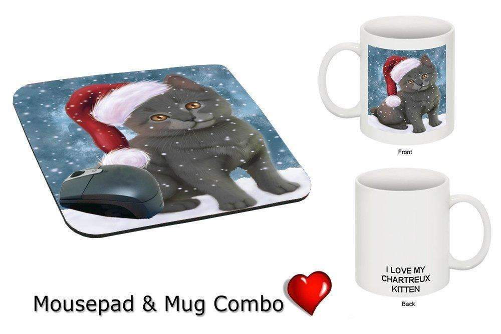 Let It Snow Happy Holidays Charteux Kitten Christmas Mug & Mousepad Combo Gift Set Mmcg0816