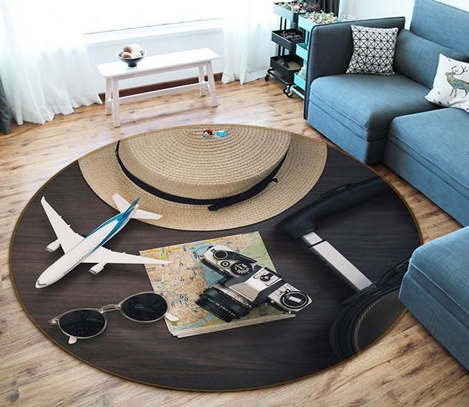 3D Aircraft Hat 124 Round Rug – Round Carpet Home Decor