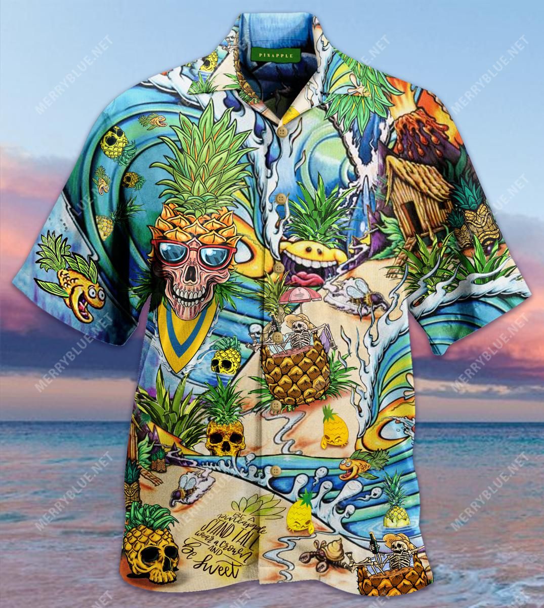 Amazing Skull Pineapple Aloha Hawaiian Shirt Colorful Short Sleeve Summer Beach Casual Shirt For Men And Women