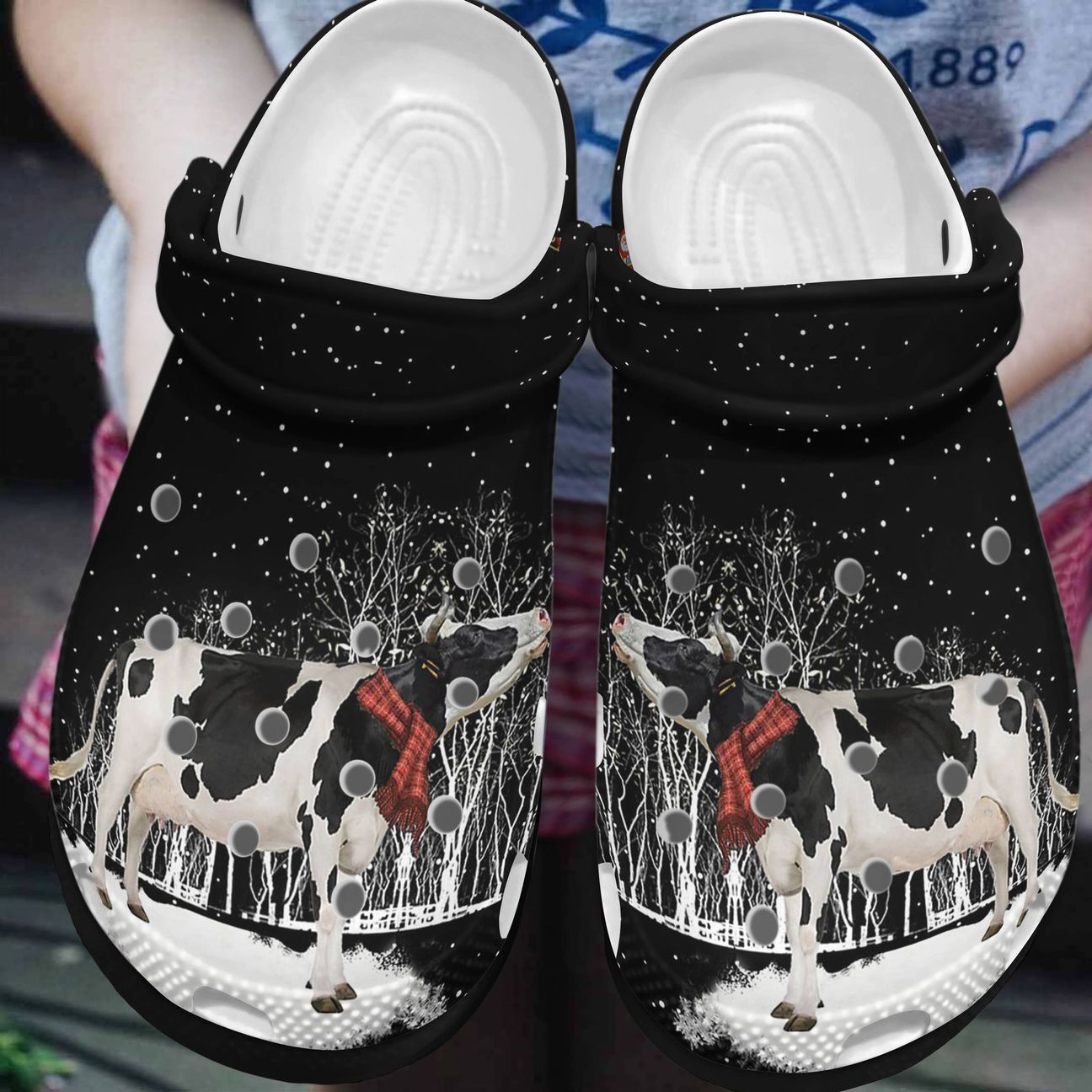 Cow Personalized Clog, Custom Name, Text, Color, Number Fashion Style For Women, Men, Kid, Print 3D Cow Is Watch The Snow