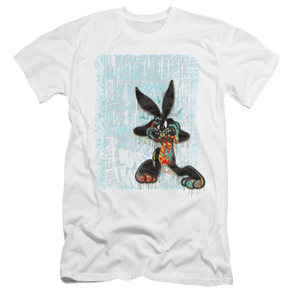 Looney Tunes Graffiti Rabbit Premium Bella Canvas Slim Fit Mens T Shirt White